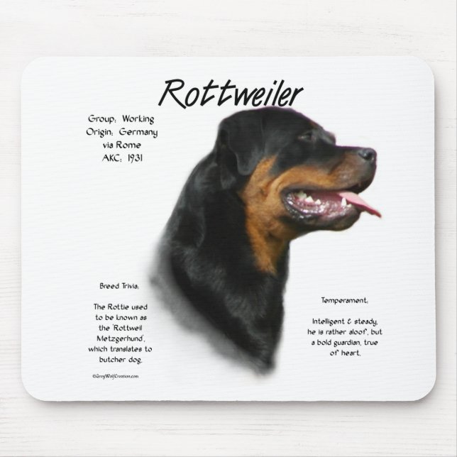 Mousepad Design do Histórico do Rottweiler (Frente)
