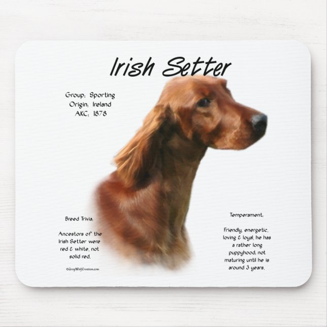 Mousepad Design do Irish Setter History (Frente)