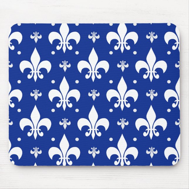 Mousepad Design do padrão Fleur-de-lis de fundo azul (Frente)