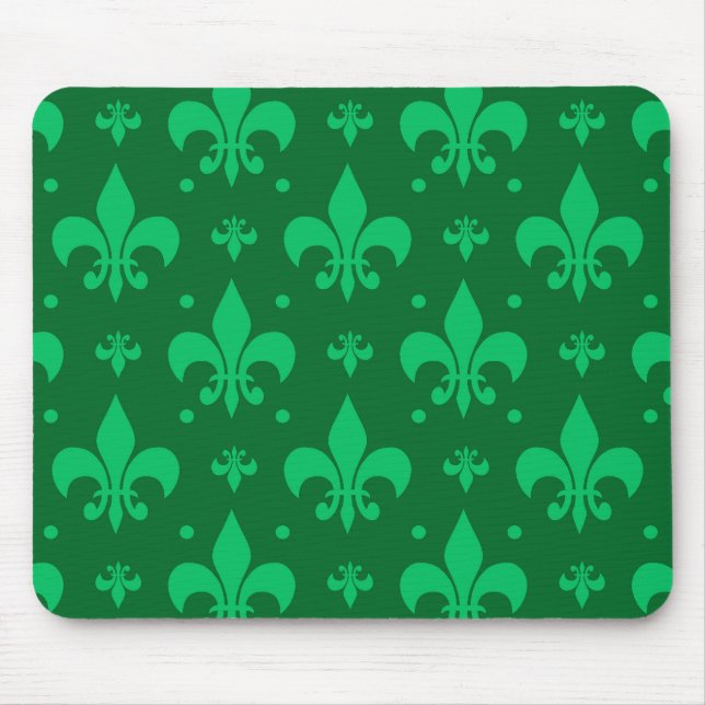 Mousepad Design do padrão Fleur-de-lis verde (Frente)
