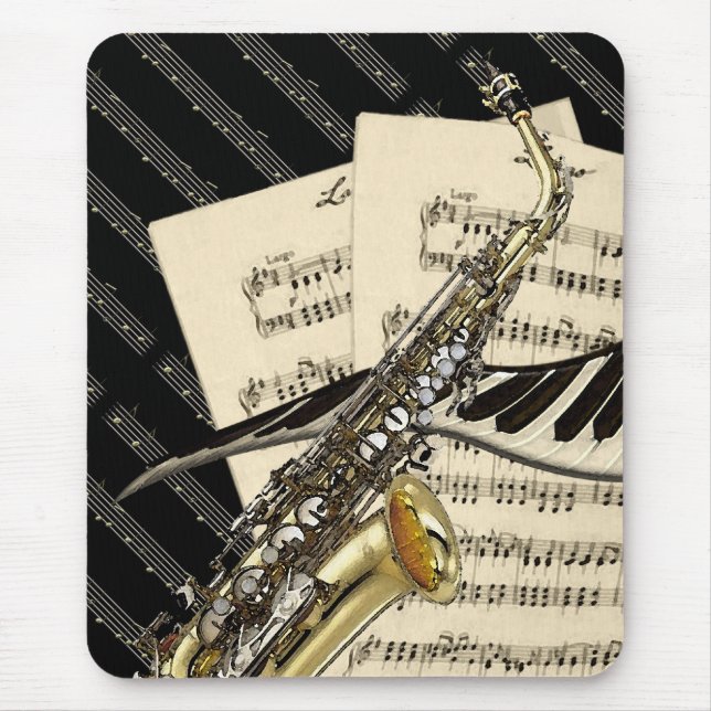 Mousepad Design do saxofone & da música do piano (Frente)