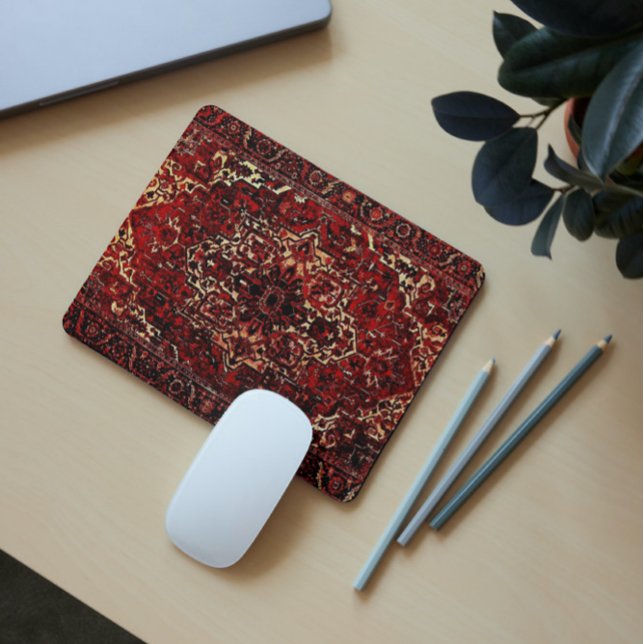 Mousepad Design do tapete oriental em vermelho escuro (Criador carregado)