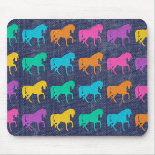 Mousepad Design dos cavalos do brilho da sarja de Nimes