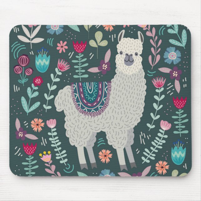 Mousepad Design floral bonito do lama (Frente)
