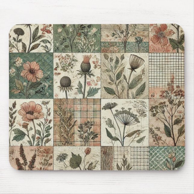 Mousepad Design Floral com proteção de plástico cor-de-rosa (Frente)