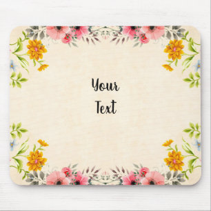 Mousepad design floral elegante com o seu texto