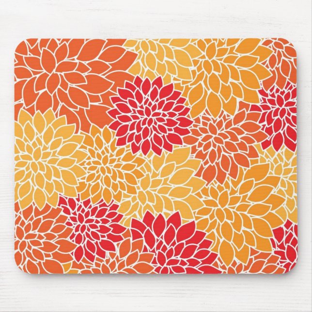 Mousepad Design floral oriental da colheita vermelha e lara (Frente)