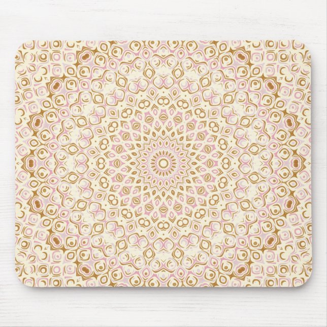 Mousepad Design Geométrico em Rosa e Dourado (Frente)