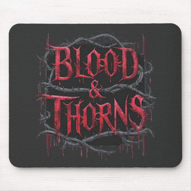 Mousepad Design Gótico de Sangue e Cornos - Escuro e Edgado (Frente)