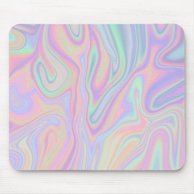Mousepad Design iridescente líquido abstrato da cor Pastel (Frente)