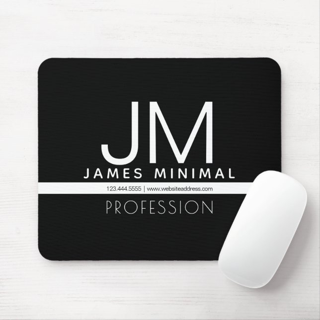 Mousepad Design mínimo profissional moderno | Preto & Branc (Com mouse)
