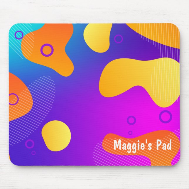 Mousepad Design Neon Abstract Com Nome (Frente)