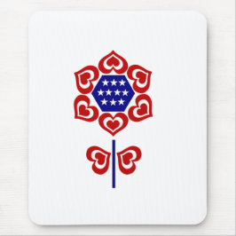 Mousepad Design Patriótico da Flor Azul Branco Vermelho