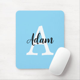Mousepad Design Personalizado com Nome e Monograma Azul em