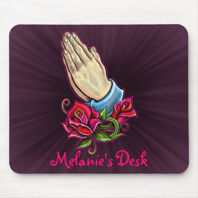 Mousepad Design Praying dos rosas das mãos (Frente)