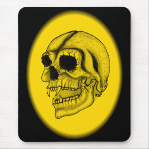Mousepad Design preto-e-amarelo-caveira-vampiro