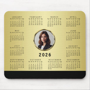 Mousepad Design preto e dourado, logotipo ou foto em círcul