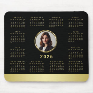 Mousepad Design preto e dourado, logotipo ou foto em círcul