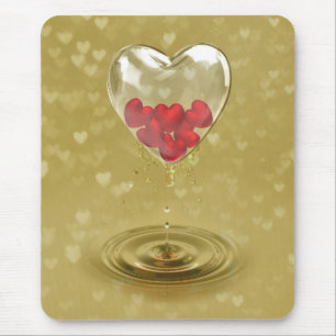Mousepad Design Romântico do Coração do Vidro