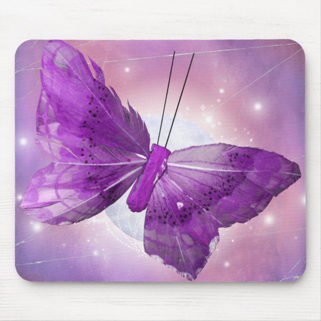 Mousepad Design roxo da lua da fantasia da borboleta (Frente)