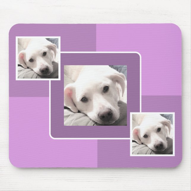 Mousepad Design Roxo Quadrado Quadrado Simples com Três Fot (Frente)