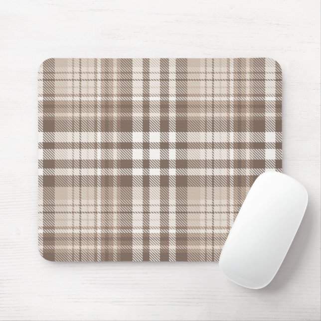 Mousepad Design Xadrez Escocês Tom Terra Neutro (Com mouse)