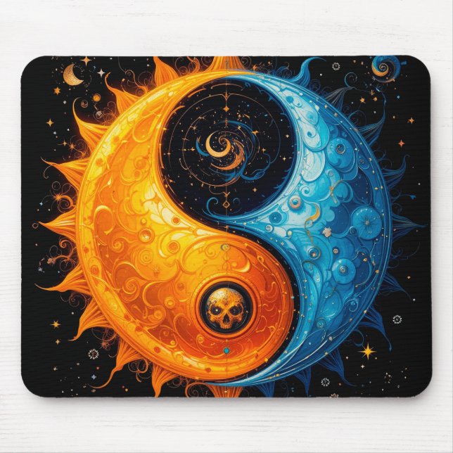 Mousepad Design Yin Yang Representando Sol e Lua (Frente)