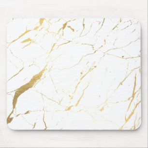 Mousepad Designer de mármore branco e Dourado