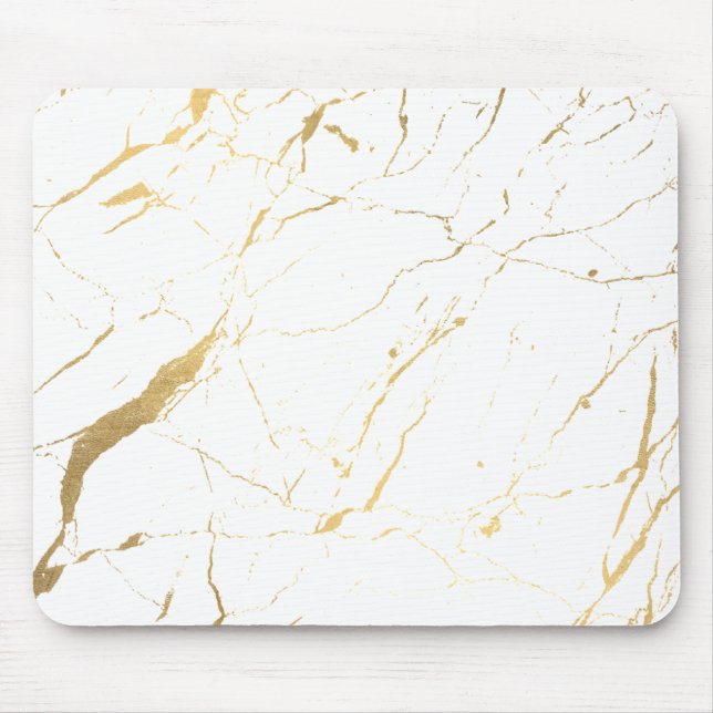 Mousepad Designer de mármore branco e Dourado (Frente)