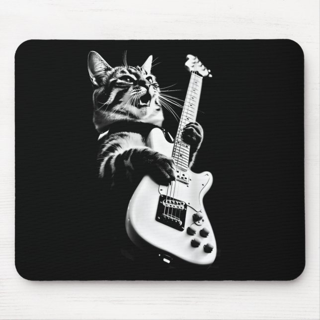 Mousepad Designer Desconhecido Rock Cat Tocando Violão - G  (Frente)