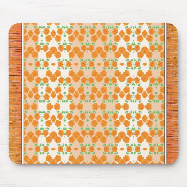 Mousepad Designer Flor do Estilo de Tapete Laranja (Frente)