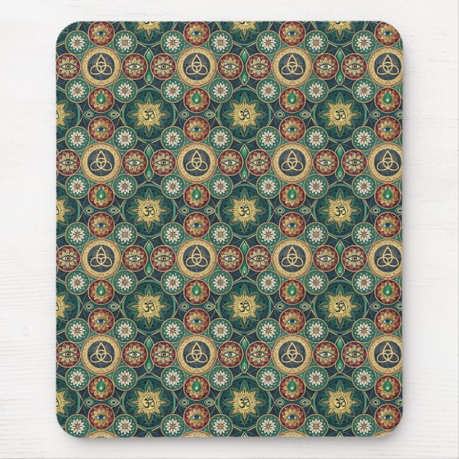 Mousepad Designo Sagrado Místico - Padrão de Mandala Espiri (Frente)