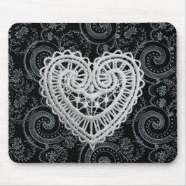 Mousepad "Designs Na moda" Coração Crochet/Blk/Cinza