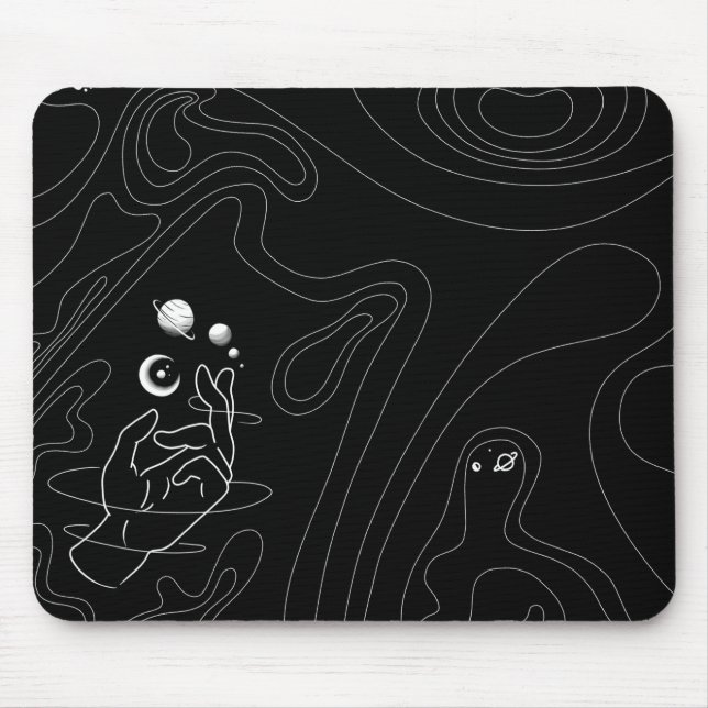 Mousepad Deskmat de arte de linha espacial (Frente)