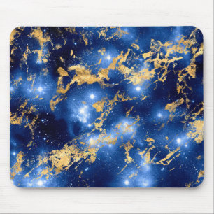 Mousepad Deslumbrante Galáxia de Mármore Azul, Branco e Dou