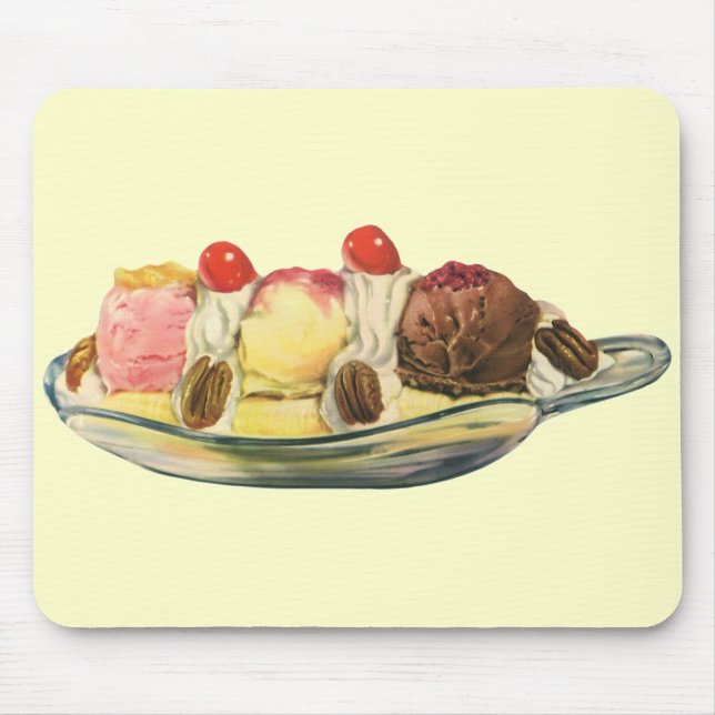 Mousepad Desserts de Comida Vintage, Cerejas Divididas de B (Frente)