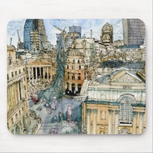 Mousepad Destinos Watercolor Vintage London Street