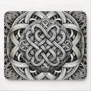 Mousepad Detaillierte Schwarz-Weißer keltischer Knoten 0001