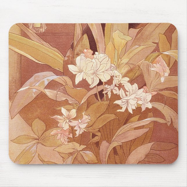 Mousepad Detalhe Floral Art Nouveau de Alphonse Mucha (Frente)