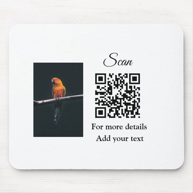 Mousepad Detalhes simples do nome do animal código QR adici (Frente)