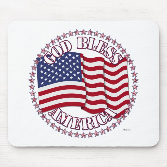 Mousepad Deus Abençoe a América Com a Bandeira dos EUA e 50 (Frente)