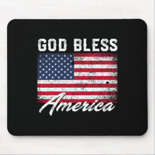Mousepad Deus Abençoe a Bandeira dos EUA América 4 de Julho