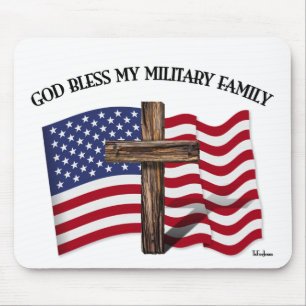 Mousepad DEUS ABENÇOE MINHA FAMÍLIA MILITAR cruz robusta, b