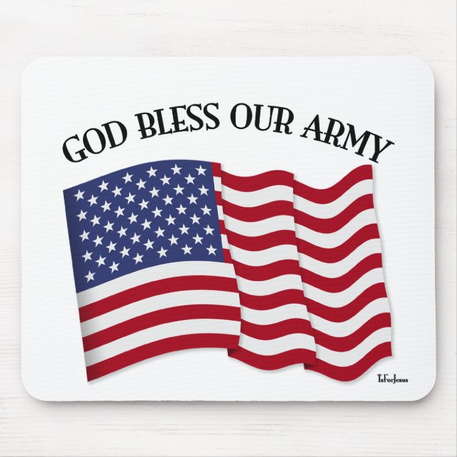 Mousepad DEUS ABENÇOE NOSSO EXÉRCITO com bandeira dos EUA (Frente)