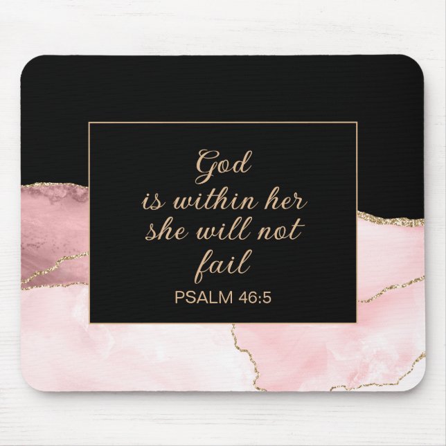 Mousepad Deus Cristão Dentro Dela Mármore Rosa Preto Dourad (Frente)