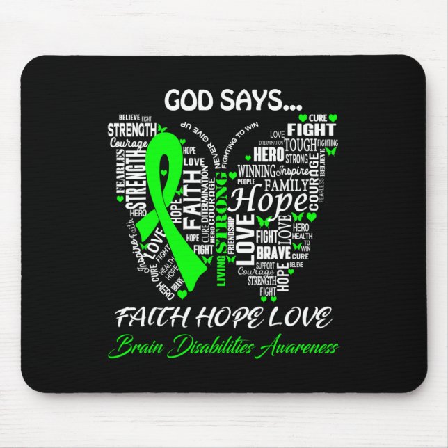 Mousepad Deus Diga Fé Esperança Ama Deficiência Cerebral Aw (Frente)