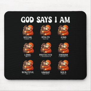 Mousepad Deus diz eu sou afirmações cristãs macaco fofo