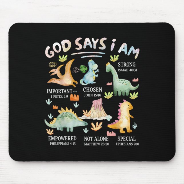 Mousepad Deus Diz Eu Sou Versículo Bíblico Dinossauro Inspi (Frente)