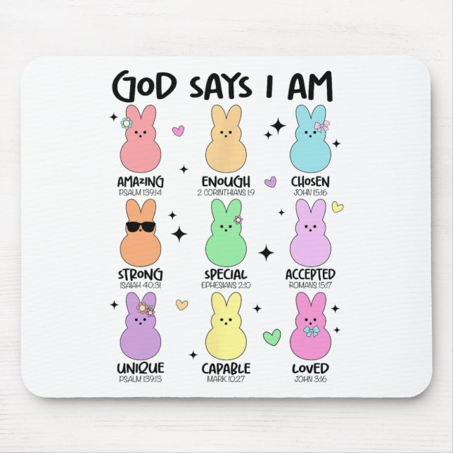 Mousepad Deus Diz Que Sou Cristão Meninas Toddler Kids Ea (Frente)