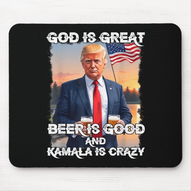 Mousepad Deus É Cerveja Excelente É Boa E Kamala É Louca (Frente)